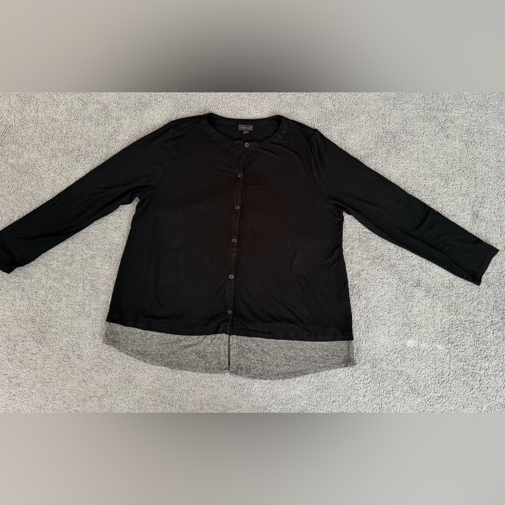 Black Button-Up Long sleeve shirt with heather gray him